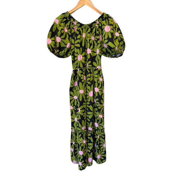 TOPSHOP Cotton Bold Daisy Cross Back Poplin Midi Dress (US/6) - Picture 2 of 8